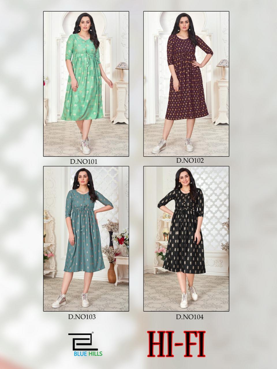 VEE FAB HI-FI Latest fancy Regular Wear Anarkali Rayon Gold Printed Kurtis collection